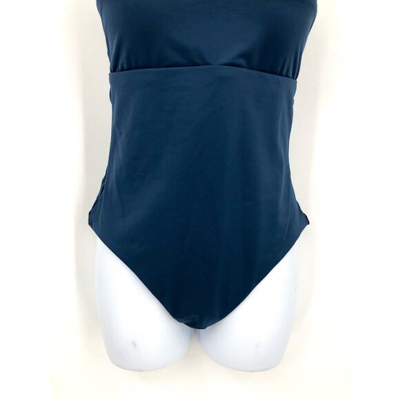 TOMMY BAHAMA Palm Modern Bandeau One-Piece Swimsuit Size 8 Blue Midnight Sea NWT - Picture 6 of 14